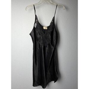 Vintage Samye Newman‎ Slip Dress Women's Large Black Neglige Whimsigoth Boudoir